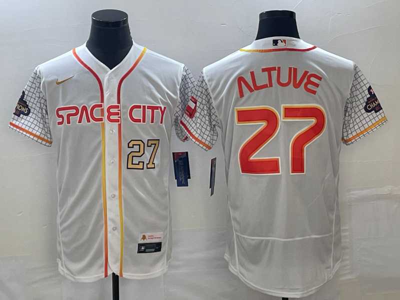 Men%27s Houston Astros #27 Jose Altuve Number White 2023 City Connect Flex Base Stitched MLB Jersey->houston astros->MLB Jersey